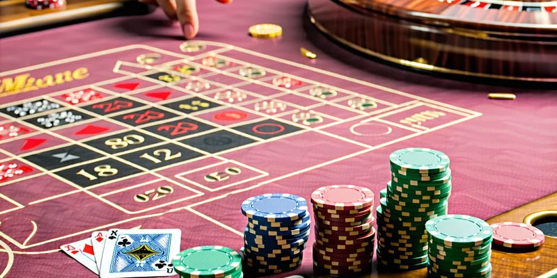 Hình ảnh khuyến mãi casino trực tuyến M88 với người chia bài trực tiếp và các trò chơi bàn