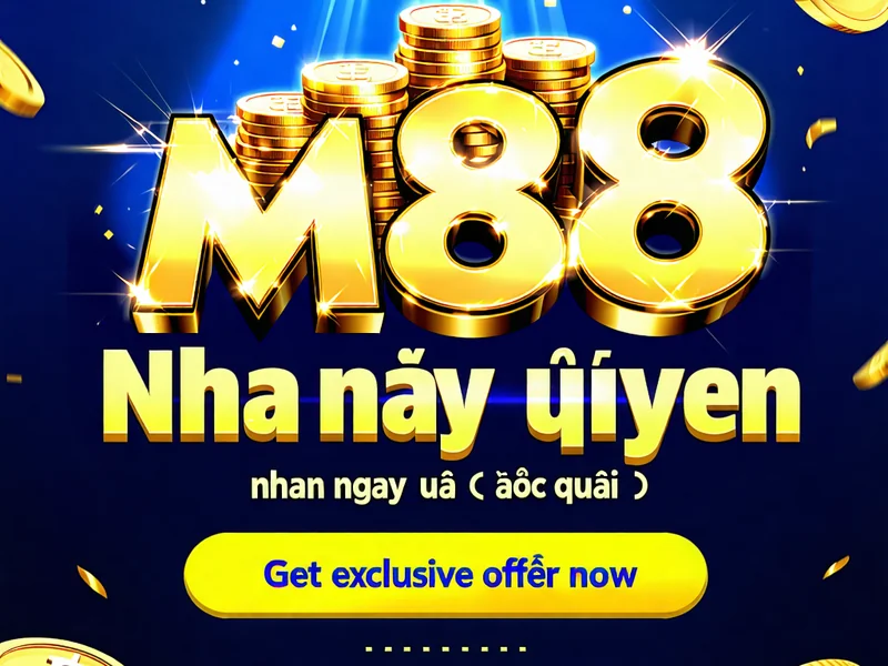 Hình ảnh quảng cáo khuyến mãi độc quyền cho cá cược thể thao điện tử M88, với biểu tượng tiền thưởng và logo M88