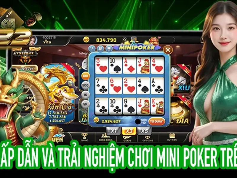 Hình ảnh minh họa bàn chơi Xì Tố (Poker) với các lá bài và chip cược