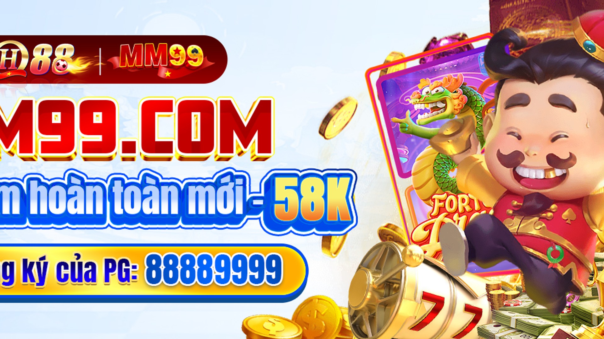 Giao diện trò chơi Slot m88 với biểu tượng may mắn và tiền vàng