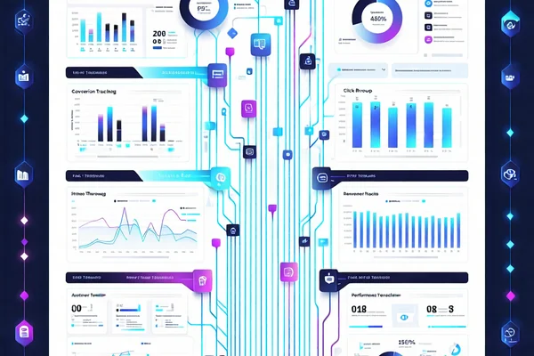 Hình ảnh biểu tượng link tracking với các đường link và mũi tên chỉ dẫn, thể hiện khả năng theo dõi hiệu suất